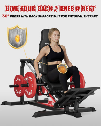 GOIMU L5 Leg Press Hack Squat Machine, 30-Degree Leg Press Machine for Home Gym, Compact Hack Squat Machine with Removable Shoulder Pad, Lower Body Workout Equipment