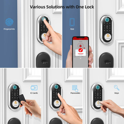 Smart Keyless Entry Door Lock - Fingerprint Electronic Deadbolt Touchscreen Keypad SMONET Biometric Digital Bluetooth Door Lock Smart Deadbolt Compatible with Alexa for Homes and Hotel