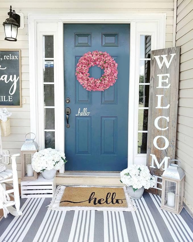 Briful Spring Wreaths for Front Door 18in Artificial Bougainvillea Flower Wreath Silk Floral Hanging Wreath Outdoor Wreaths for Home Wall Mantle Party Wedding Porch Décor