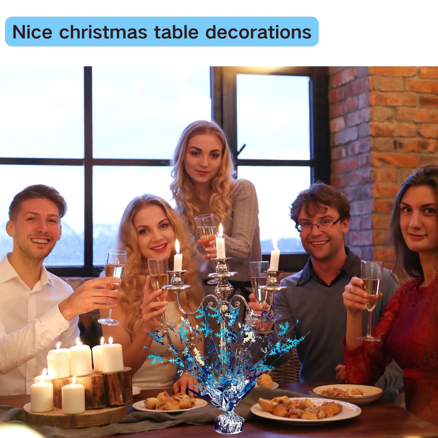 ALISSAR 2-Pack Snowflake Centerpieces-Holiday Table Decorations for Home Decor Birthday during Christmas