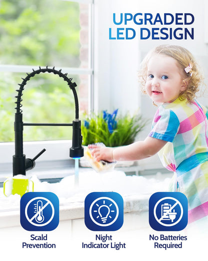 Kitchen Faucet with Pull Down Sprayer, High Arc Single Handle Stainless Steel Kitchen Sink Faucet with Sprayer for Rv Camper, Matte Black