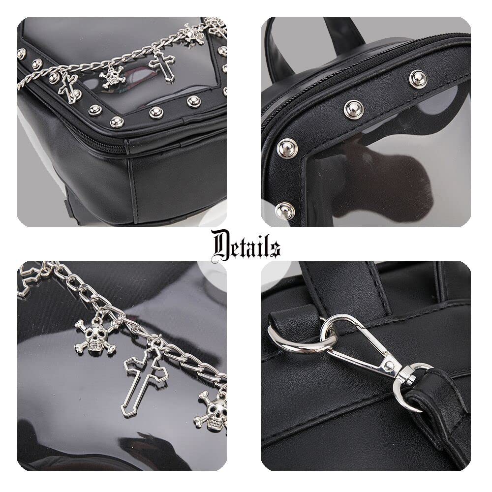 ENJOININ Gothic Coffin Shape Purses and Handbags for Women Halloween Shoulder Bag Ita Purse Backpack