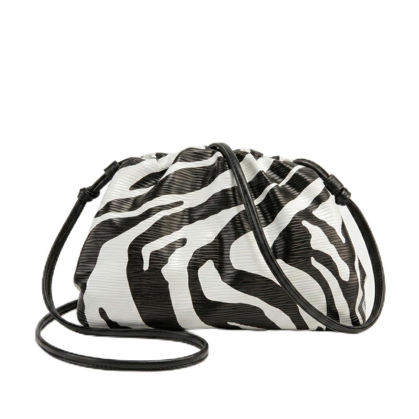 FUTTSPAI Zebra Print Clutch Purse Soft PU Leather Dumpling Cloud Bag Ruched Oversized Evening Crossbody Handbag for Women Everyday Party, Small