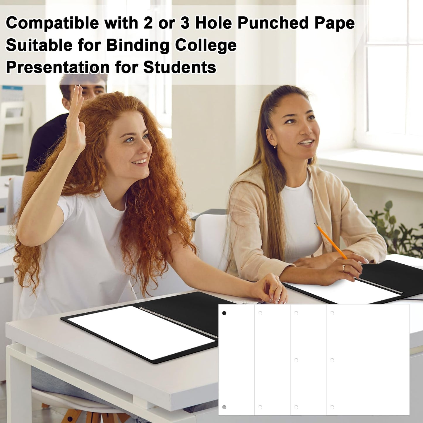 12 Pcs Pressboard Report Cover Letter Size 3" Capacity Presentation Binder Folder 8.5x11 Inch Metal Prong Fastener with Compressor for Reports Business Contract Proposal Documents, Black