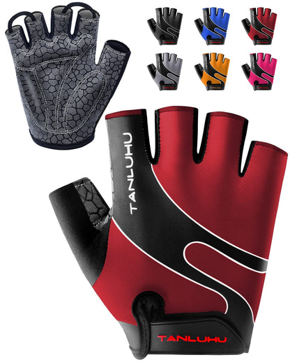Tanluhu Cycling Gloves - Mountain Bike Half Finger Road Riding Gloves, Breathable, Shock-Absorbing, for Men and Women