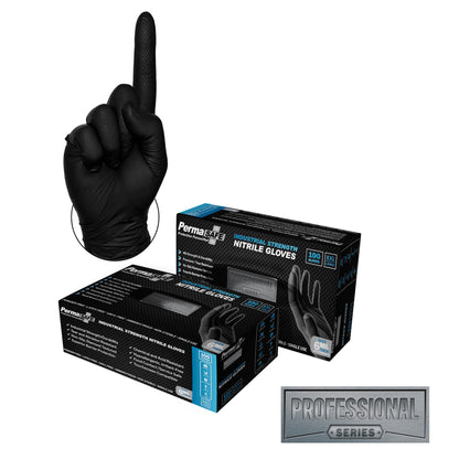 PermaSafe Black Nitrile Gloves | Heavy Duty 6+ Mil Industrial Grade Protection | Powder and Latex-Free Nitrile Disposable Gloves with Raised Textured Grip | Ideal for Mechanics, Other HD Uses & More