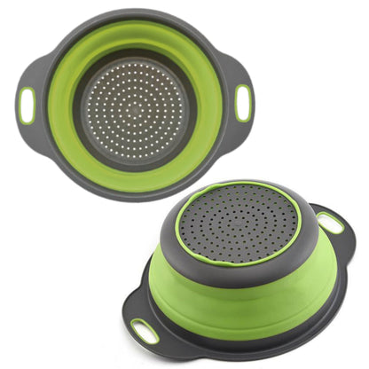 Small Collapsible Colander with Plastic Handles Round Silicone Kitchen Strainers Foldable Kitchen Strainer Perfect for Draining Pasta Vegetable and Fruit Green