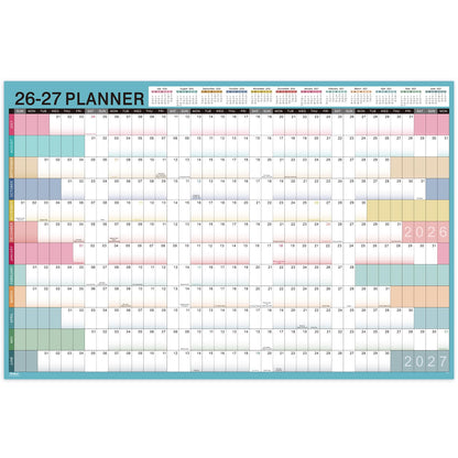 2026-2027 Yearly Wall Calendar - Calendar 2026-2027, Yearly Wall Calendar, July 2026 - June 2027, 23.1" x 34.6" (Open), Wall Calendar 12 Month, Julian Dates, Thick Paper, Round Stickers