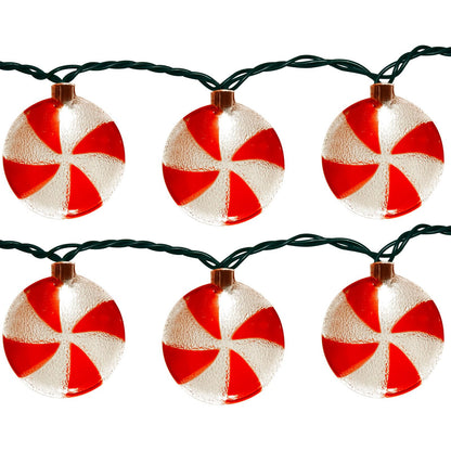 Xingzd 8.5Ft Christmas Candy Light, Christmas Decorations String Lights with 10 Red White Peppermint Bulbs, Plug in Fairy Lights for Indoor Party Kid's Room Xmas Tree Patio Bedroom Garden Decor