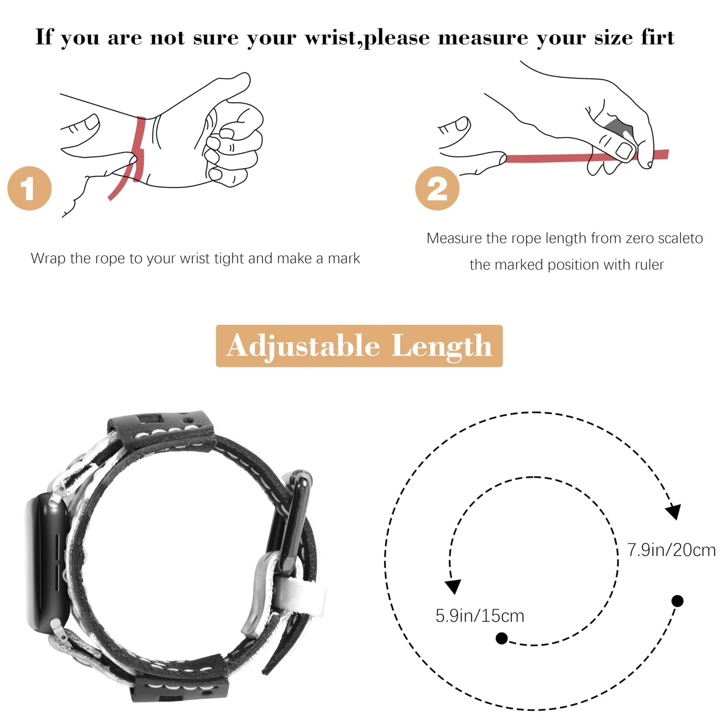 VIQIV Leather Bands Compatible with Apple Watch Band for Men 40mm 38mm 41mm 42mm(Series 10) Iwatch Series SE/SE2/10/9/8/7/6/5/4/3 Women, Wide Gothic Steampunk Rugged Sport Smart Watch Replacement Straps