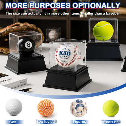KKU Baseball Display Case 2 Pack, Baseball Holder for Ball Display Cube Box, UV Protected Acrylic Baseball Storage Official Size Box, Memorabilia Display Case for Baseball