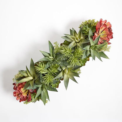 CG Hunter Oblong Faux Succulent Arrangement, Premium Artificial Indoor Plant Enhances Interior Design, Display on any Surface in Your Home Adding an Inviting Touch of Nature, Grey Planter Pot Included