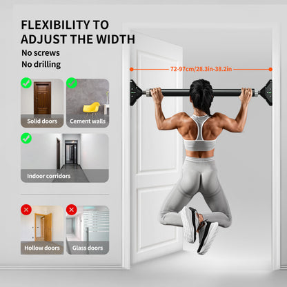 PROIRON Door Pull Up Bar Doorway Frame Chin Up Bar from 28.3in-38.2in,Home Gym Upper Body Workout Fitness Equipment,Exercise Hanging Bar Portable,Non-slip Secure Grip,440 LB,No Screws