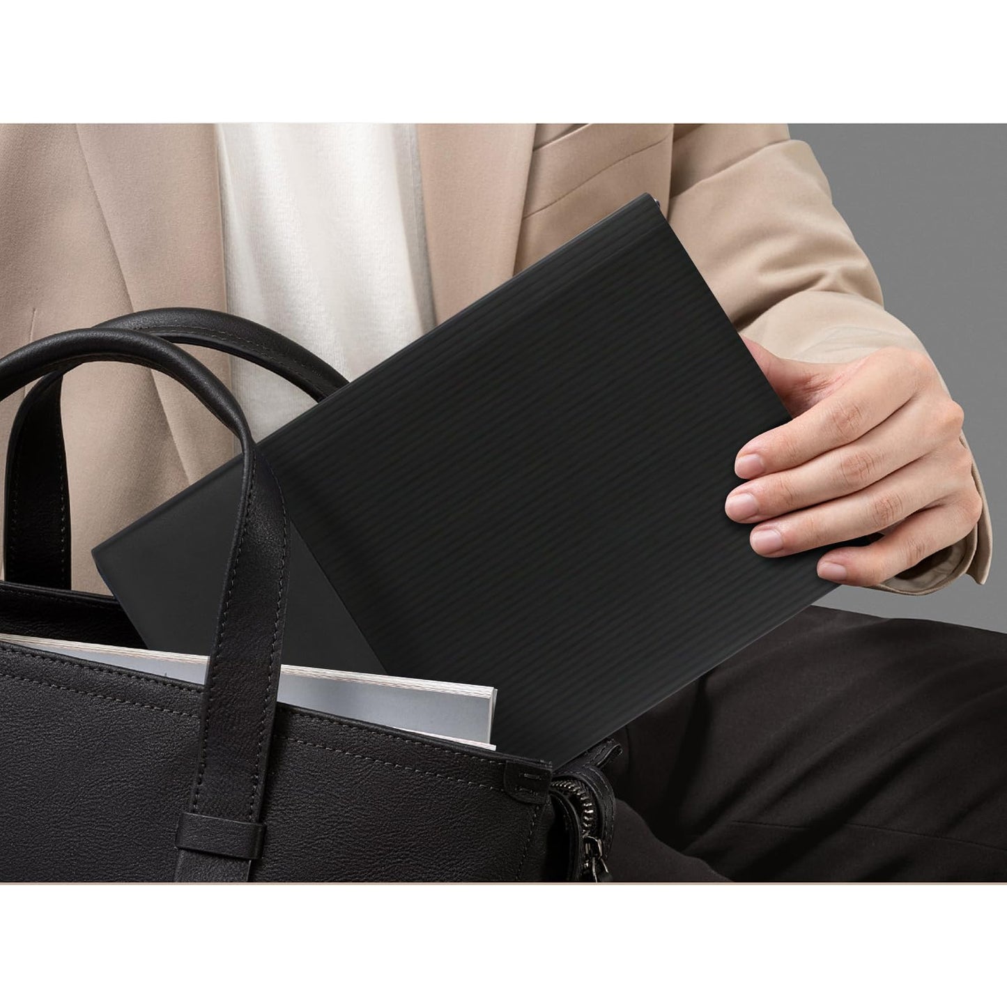 Toplive A5 Journal Notebook Soft Flexible Leather Cover, Premium Thick Lined and Blank Paper Double Layout 8.26" x 5.7" with Metal Bookmark, Black