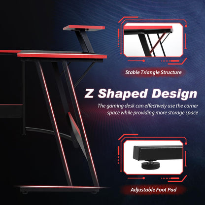 PayLessHere L Shaped Desk Corner Gaming Desk Computer Desk with Large Desktop Studying and Working and Gaming for Home and Work Place,Black