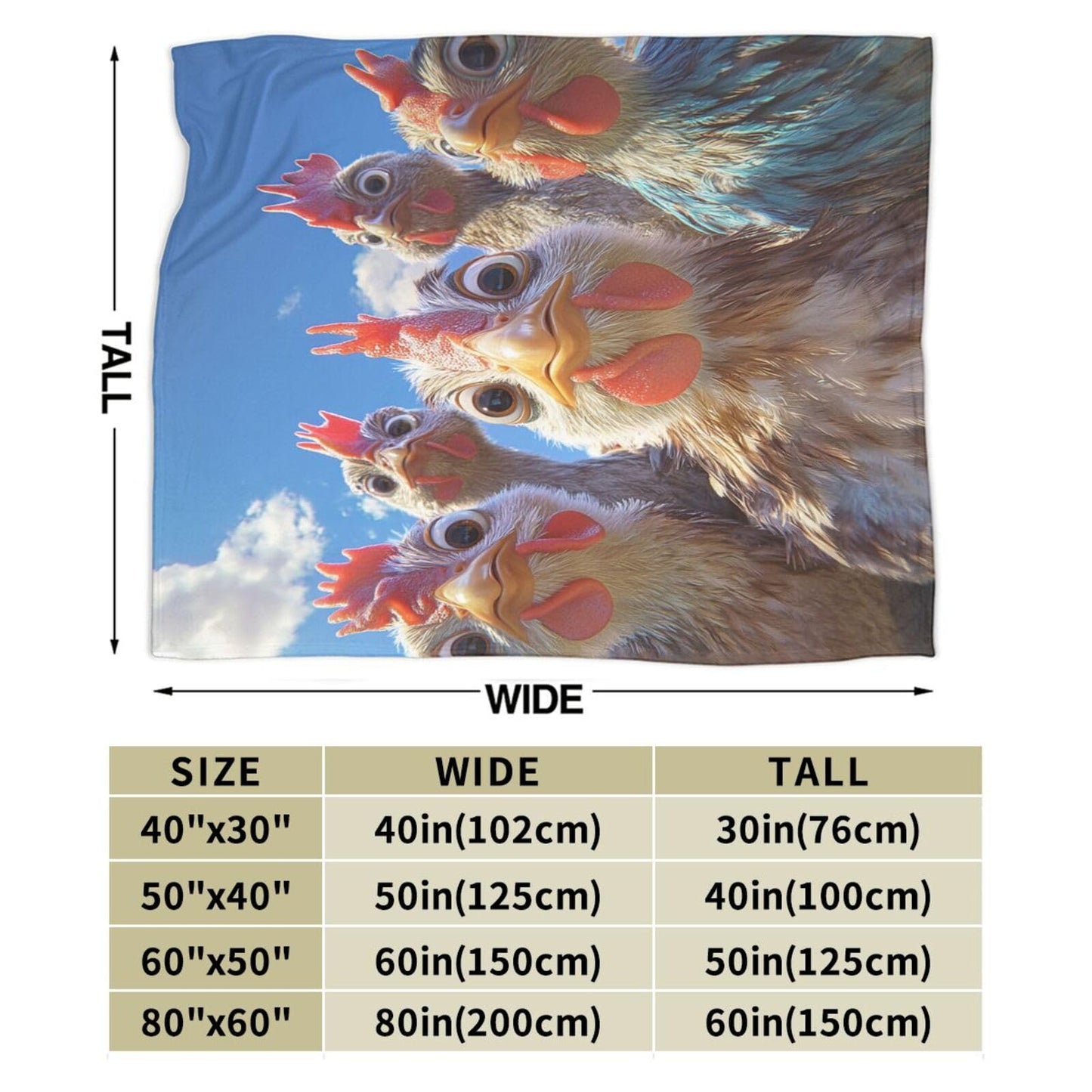 Funny Rooster Blanket Gifts for Girls Boys Adults Chiken Fleece Blankets Soft Warm Farmhouse Animal Roosters Themed Throw Cozy Flannel Plush Stuff Throws for Kids Men Women Bed Couch Decor 50"x40"