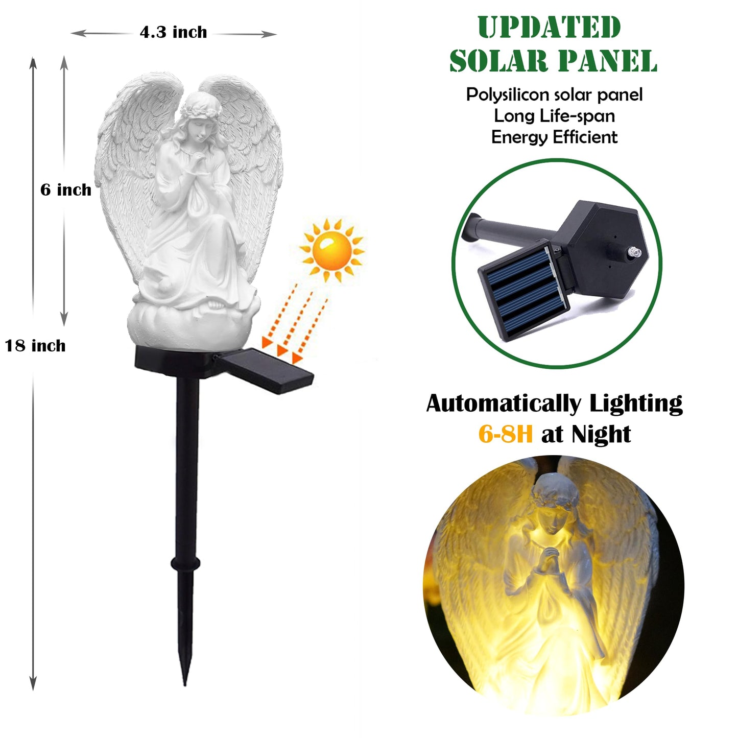 SunKite Angel Garden Solar LED Light Outdoor Waterproof Decorative Stake Lights for Yard Patio Pathway Lawn Ornaments Garden Decor Christian Christmas Decorations Gifts