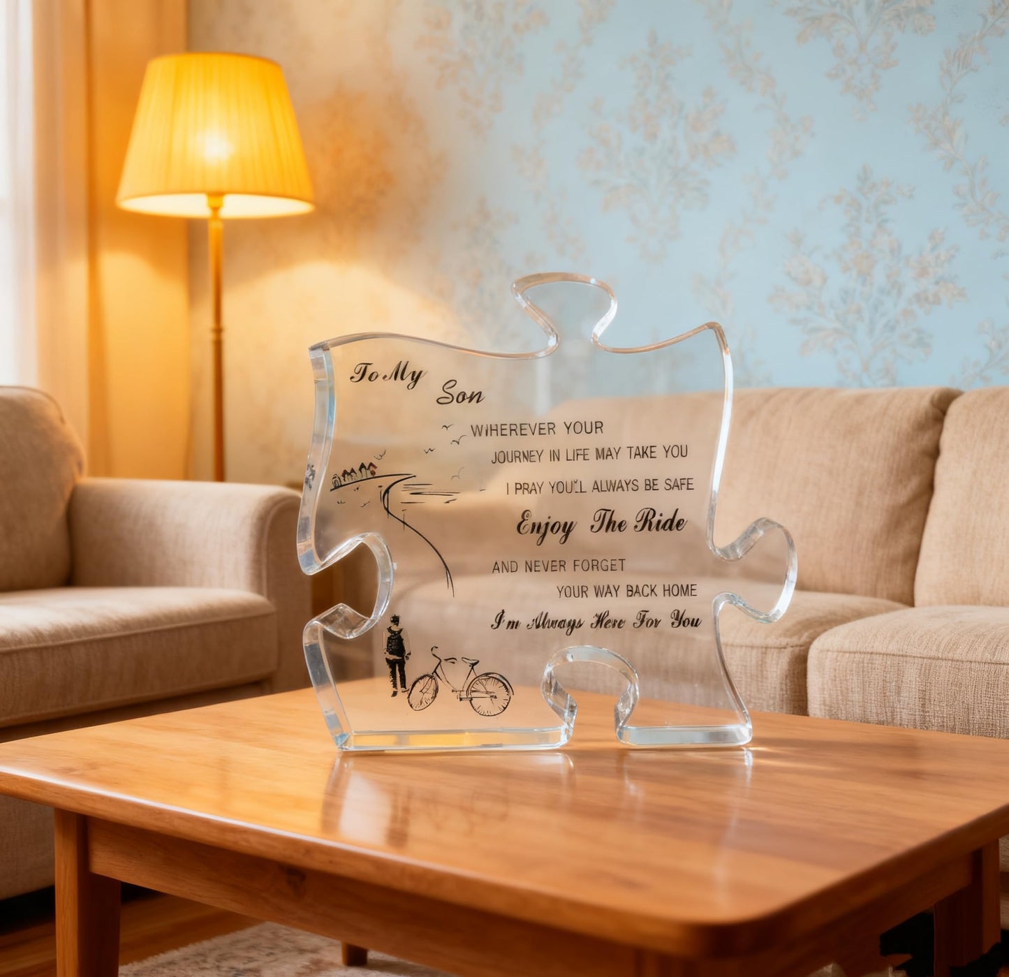 Acrylic Plaque Gift for Son Birthday Graduation Gifts from Mom Dad Inspirational Quotes Table Centerpiece Decorations Personalized Ornament Paper weight (To son)