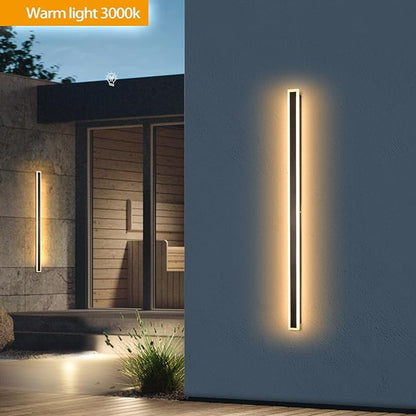 2 Pack 59 Inch Modern Outdoor Wall Light, 3000K Linear Exterior Wall Sconce Ip65 Waterproof Black LED Long Outdoor Wall Mount Lights for House Garage Porch Patio