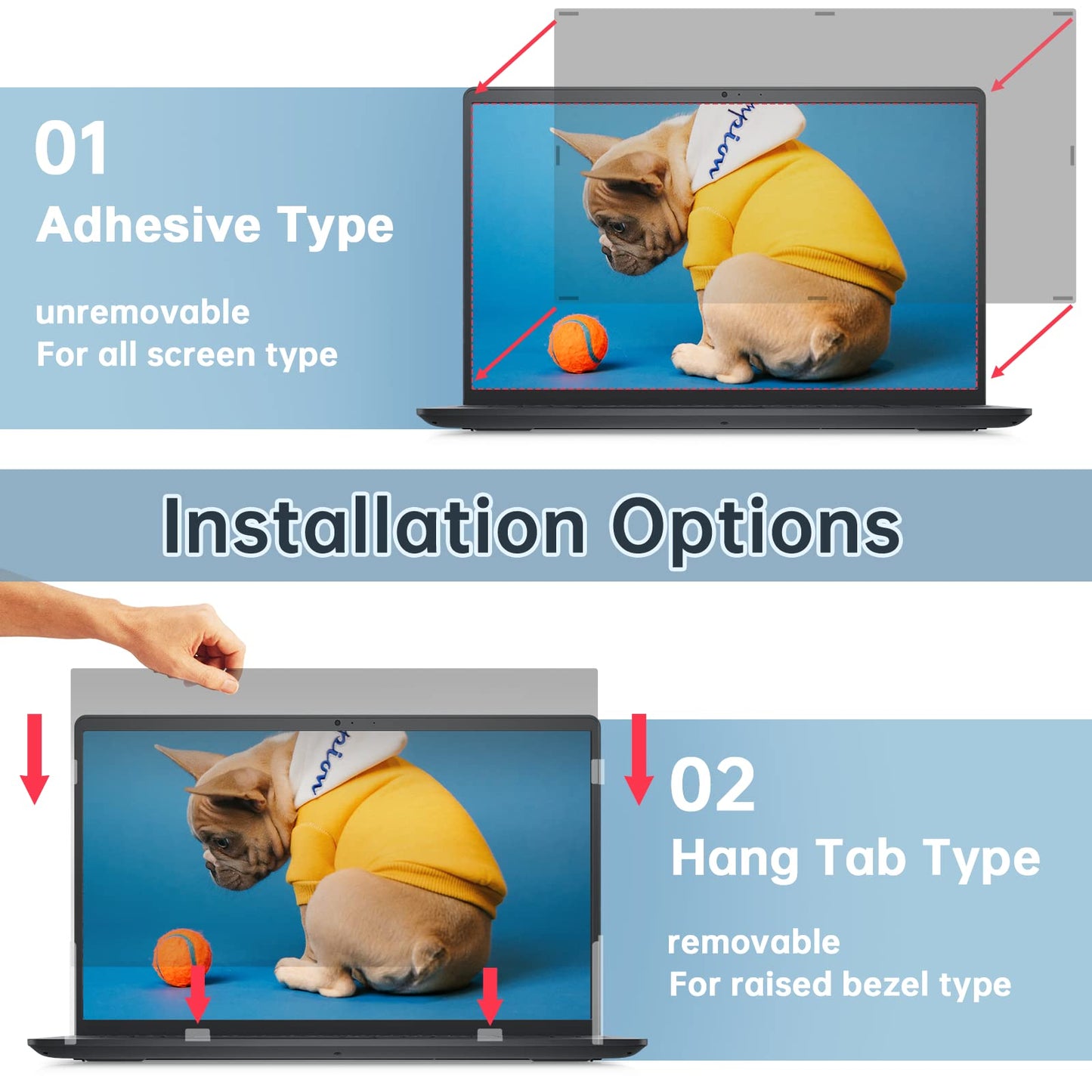 IPROKKO Laptop Privacy Screen 14 Inch 16:9 Aspect, Compatible with HP, Dell, Acer, Asus, Samsung, Lenovo Yoga & More, Removable Anti Blue Light Glare Spy Computer Monitor Filter Security Shield