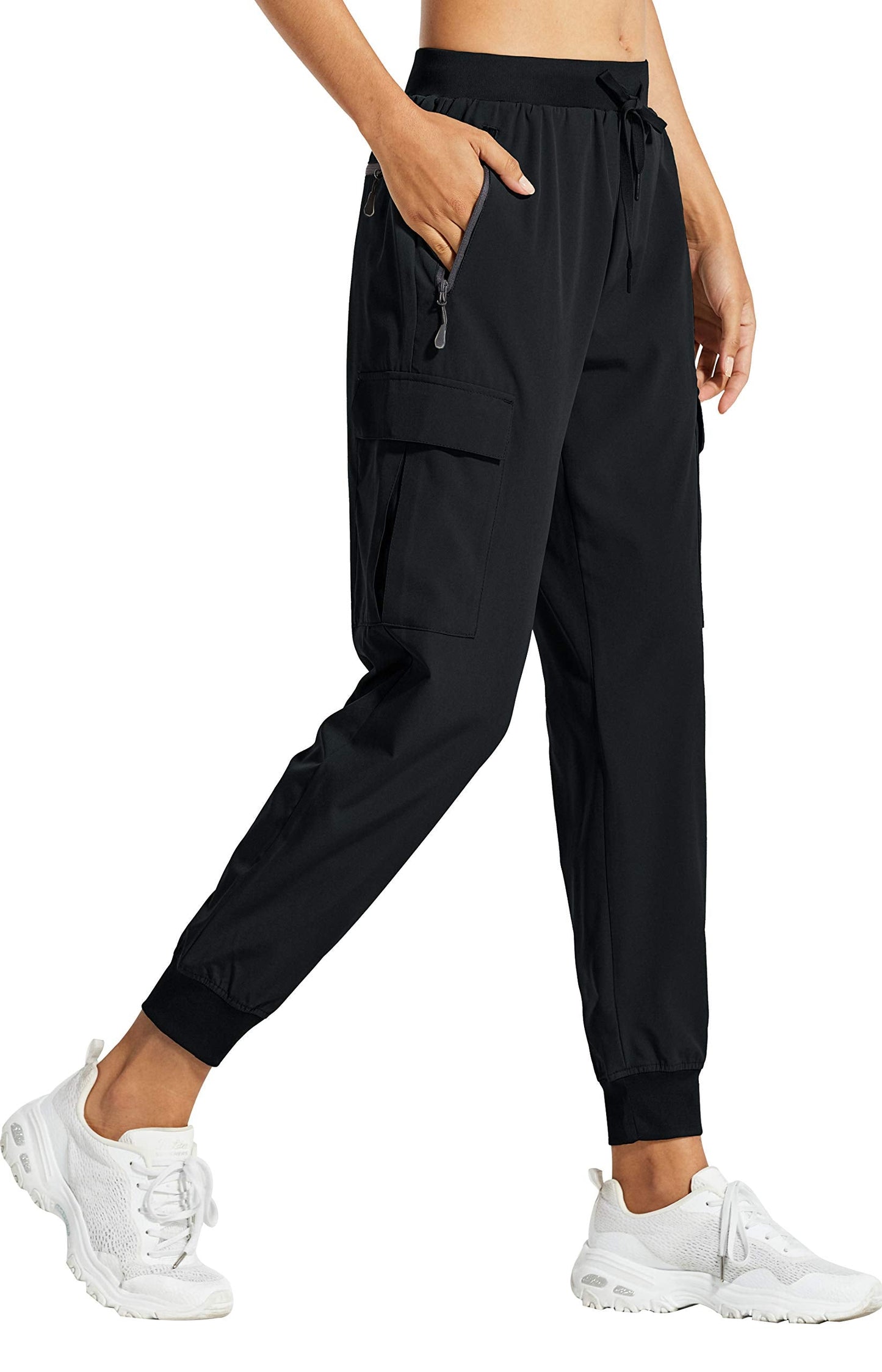 Libin Women's Cargo Joggers Lightweight Quick Dry Hiking Pants Athletic Lounge Casual Travel, Black XS