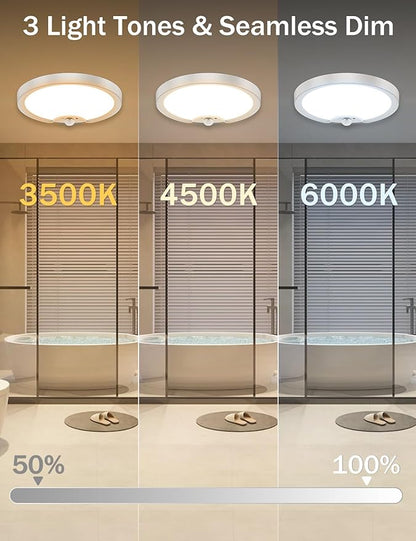 Rechargeable Motion Sensor Ceiling Light - Battery Operated Wireless LED Ceiling Shower Lights Indoor Night Lighting for Bathroom, Laundry Room, Hallway, Closets