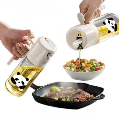 Oil Sprayer for Cooking, 18.6oz/550ml 2 in 1 Olive Oil Dispenser Bottle for Kitchen, Oil Mister Spray Bottle for Cooking, Air Fryer, Salad, Frying, BBQ (Creamy White)