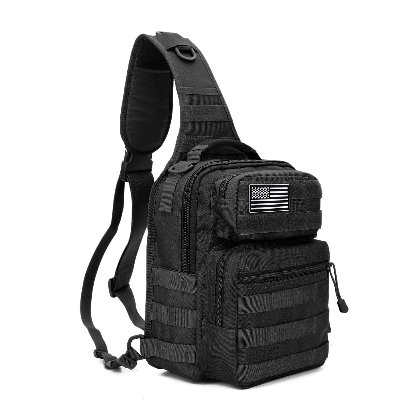 aYrap Tactical Sling Bag for men, Shoulder Backpack Molle Assault Range Bags Chest Pack Day Pack Crossbody Bag (Black)