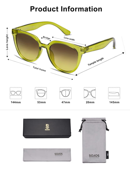 SOJOS Trendy Cat Eye Round Polarized Sunglasses for Women Fashion UV Protection Sunnies Sunglasses SJ2175