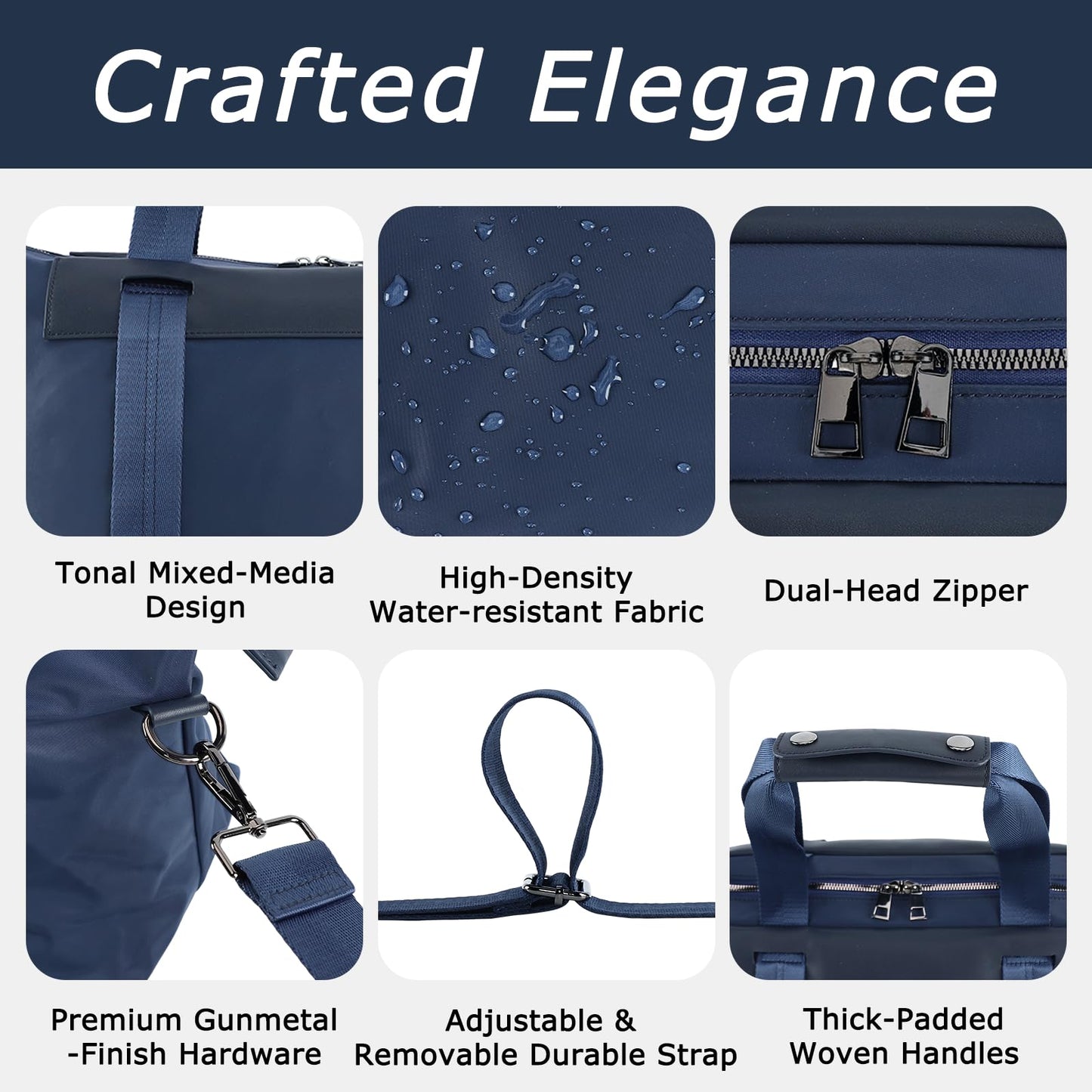 U+U Travel Duffle Bag, Waterproof Weekender Overnight Bags for Women, Carry on Overnight Weekend Bag with Padded Laptop Sleeve, Sport Gym Bags for Men (Dark Blue)