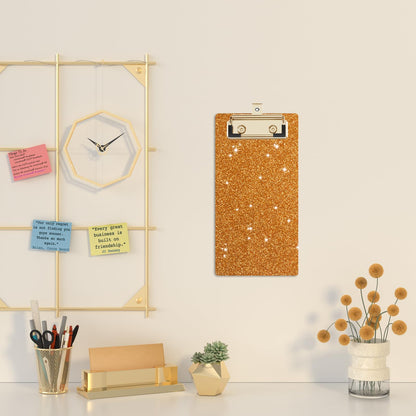 Piasoenc Acrylic Clipboards, Fashion Glitter Clip Board with Low Profile Gold Clip, Designed for Classroom School and Office Use, A4 Letter Size 4 x 8 in, Orange