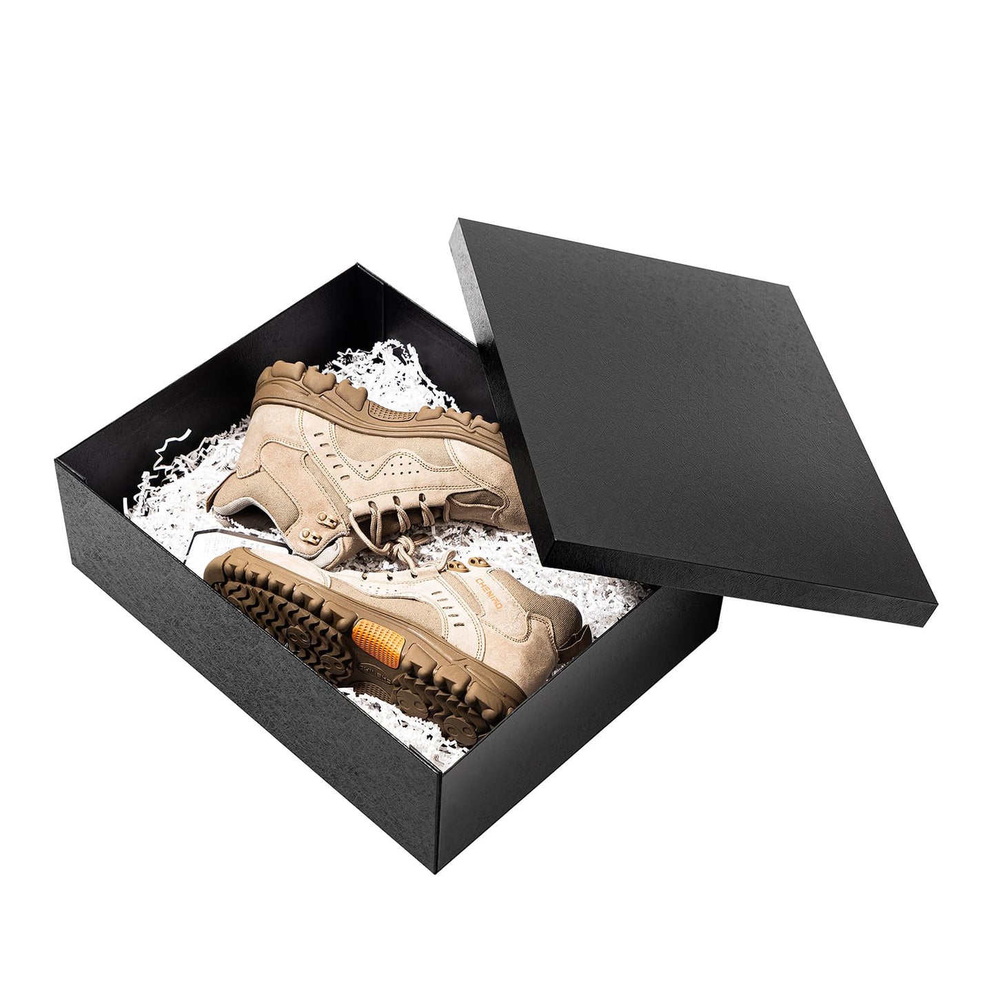 Mefleet 17x13x5 Inches Large Gift Box with Lid for Presents 1 Pack Big Deep Black Gift Boxes for Christmas, Birthday, Valentine's Day,Mother's Day Presents - Contains Crinkle Paper,Ribbon and Card