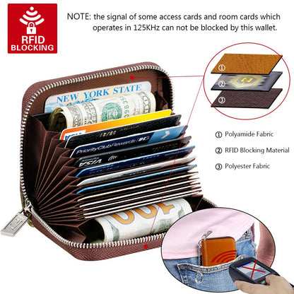 FurArt Zipper Wallet Women, RFID Blocking Credit Card Wallet, Business Card Holder, Compact Size KeyChain Wallet