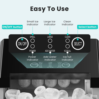 OLIXIS Ice Maker Machine with Handle,26lbs in 24Hrs,9 Ice Cubes in 6 Mins,Auto-Cleaning Portable Ice Maker with Basket and Scoop, Countertop Ice Maker for Home/Kitchen/Camping/RV, Sleek Black