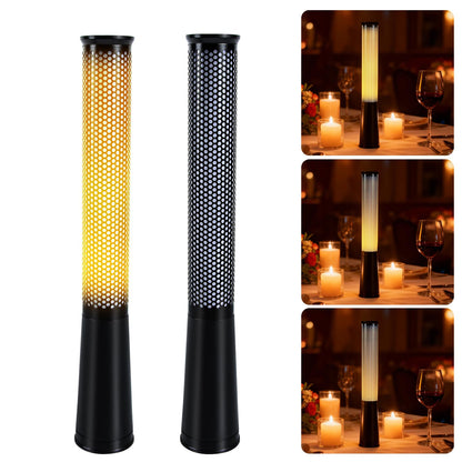KOOSTONE LED Candle Light for Home Party Decor, Rechargeable Flame Lamp for Garden/Camping, Dimmable Flameless Candle Lamp for Halloween Christmas Decoration, Aluminum Alloy (2 Pack)