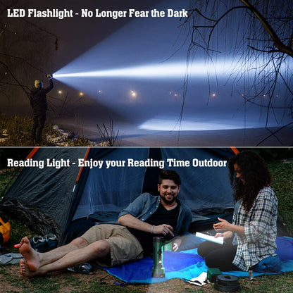 Emergency Radio with 5-Mode LED Flashlight, Solar Hand Crank NOAA Weather Radio, Portable AM FM Battery Operated Radio with Phone Charger, Reading Lamp & SOS Alarm for Home, Camping, Outdoor Survival