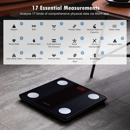 NUTRI FIT Bathroom Scale Smart Digital Bluetooth Scales for Body Weight, Body Fat, BMI Body Composition Analyzer Weighing Scale with High Precision Measurements Sync APP Heavy Duty 330lbs