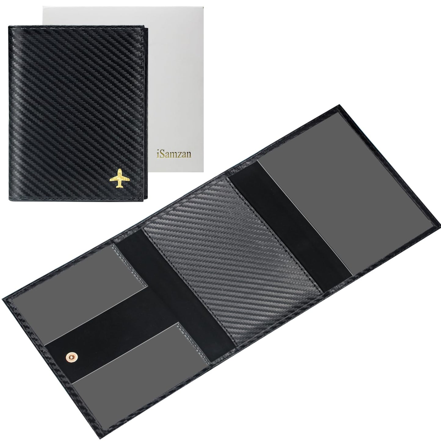 iSamzan Pilot Wallet Passport Holder - Microfiber Fabric Leather Pilot Passport Wallet Accessories