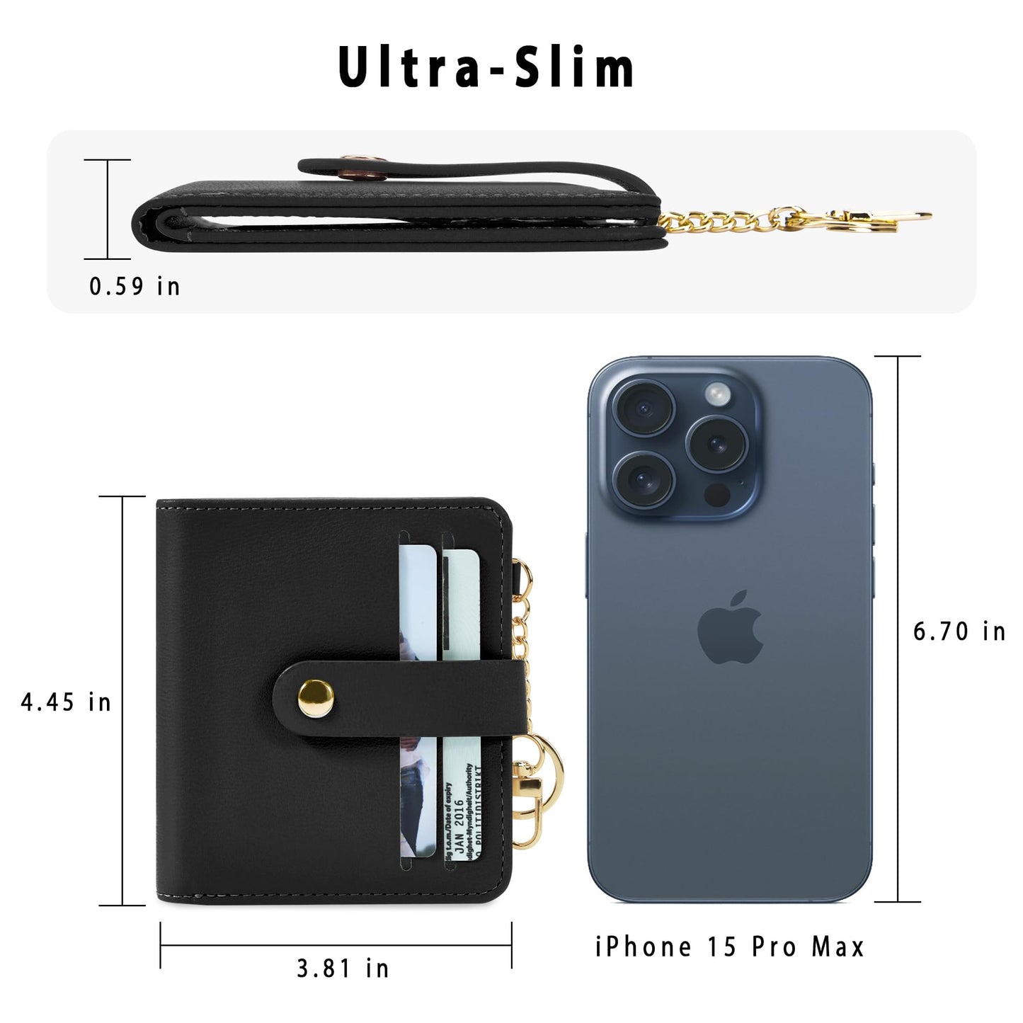 Airkit Small Wallets Woman RFID Blocking Leather Credit Card Holder - with ID Window - Card Wallets for Women - with Zipper Coin Purse - Keychain Wallet