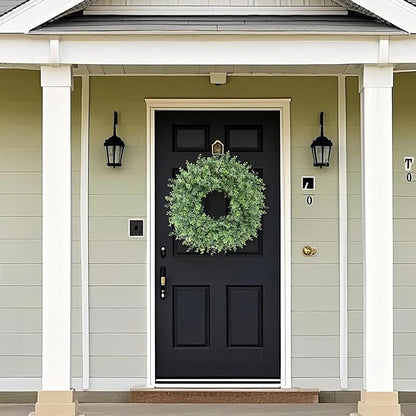 26'' Eucalyptus Wreath for Front Door - Large Artificial Eucalyptus Leaves with White Seeds Greenery Outdoor Wreath for Porch,Window,Farmhouse,Home,Hanging Decor- Spring, Summer, All Seasons (Green) ﻿