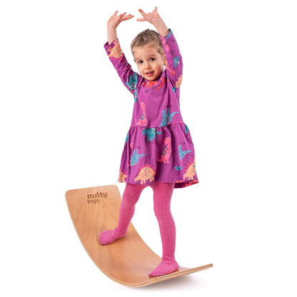 NUTTY TOYS Montessori Wooden Wobble Board for Kids & Adults - 35" 100% Natural Wood Balance Board Toddler Balancing Toy Unique Boy & Girl Open Ended Toy Best Christmas Stocking Stuffer Gifts Idea 2025