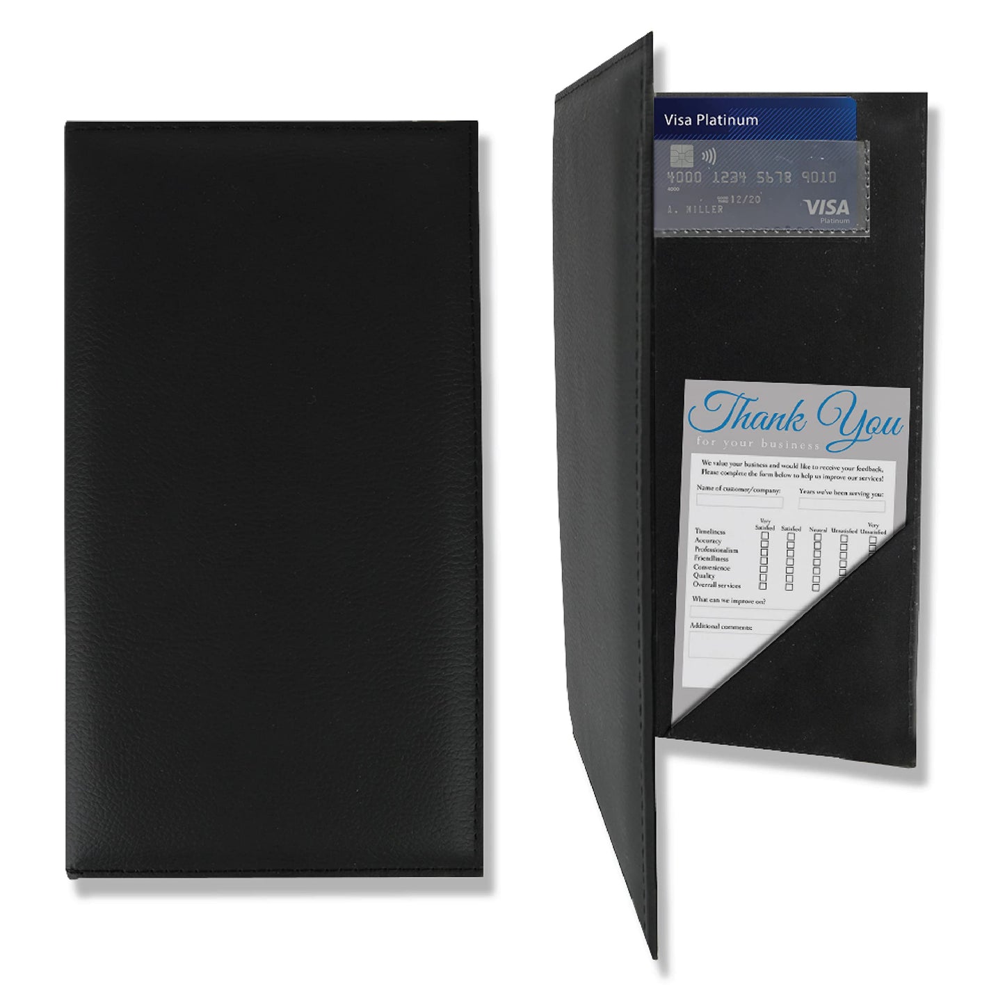 BankSupplies Leatherette Guest Check Presenters for Restaurants Set of 20 Water-Resistant Server Books with Credit Card and Side Pockets 5.5 x 10 Inches