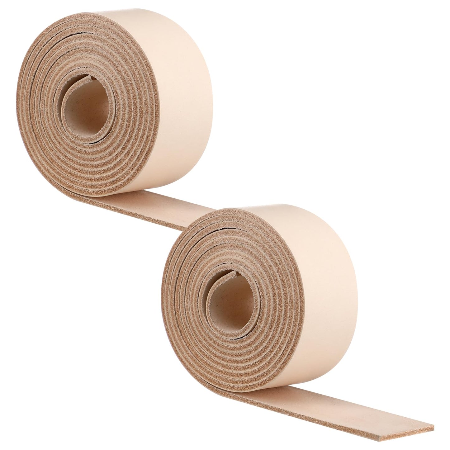 Hahafelt 2 Rolls 144 Inch Vegetable Tanned Leather Belt Blank Natural Leather Strips for DIY Tooling, Carving, Dyeing, Embossing, Crafting and Stamping, Extra Long Strip, 1.5" x 72"