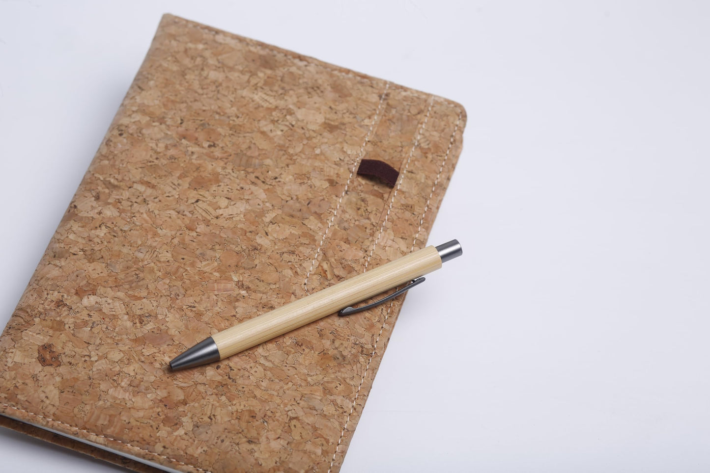 ECORA 100% Recycled Eco-friendly Writing Notebook, Diary, Journal with Loop and Bamboo Pen | Lined, Hardbound, Smooth Cork Cover (192 Pages) | Premium Gift Stationary for School/College/Office Work