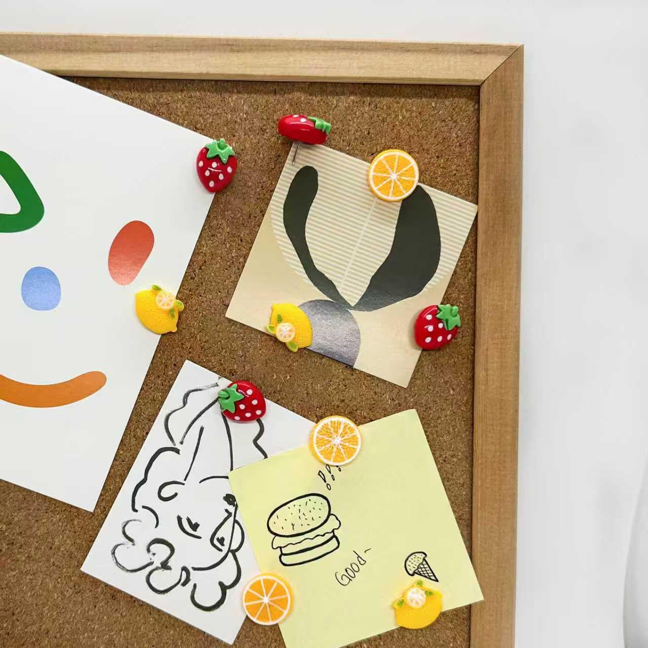 Fruit Themed Creative Thumbtack, 30 Cute Push Pins for Oranges Lemons Strawberries Decorative Push Pins for Bulletin Boards Photo Walls Cork Boards and Notebooks
