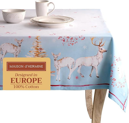 Maison d' Hermine Table Cloth Square Table 100% Cotton 54 x 54 Inches Fall Tablecloth Reusable Everyday Use for Thanksgiving Christmas Decorations Dining Farmhouse Party (Fairy Tale Forest)