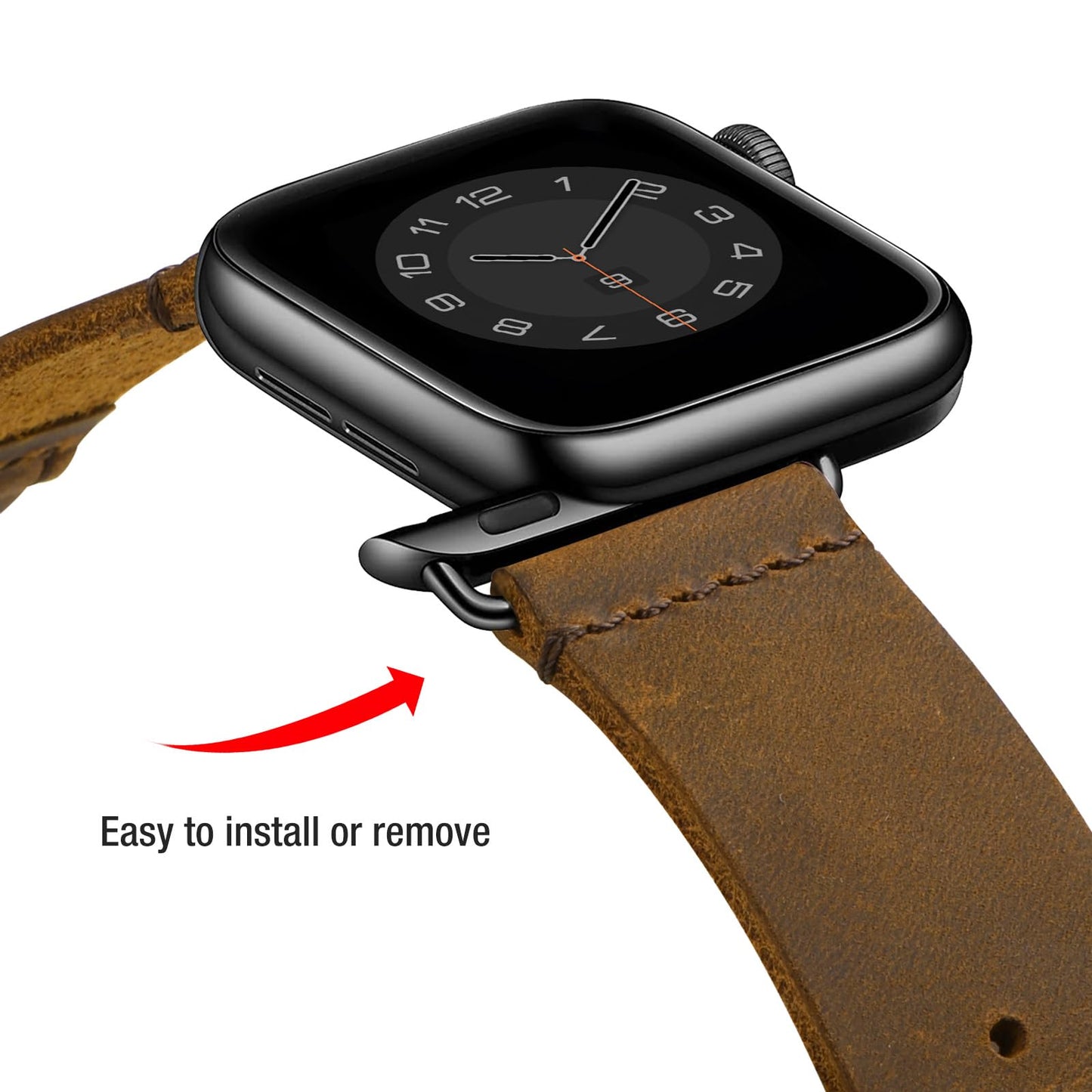 Vintage Leather Bands Compatible with Apple Watch Band 49mm 46mm 45mm 44mm 42mm-Series 3 2 1, Genuine Leather Retro Strap Compatible for Men Women iWatch Ultra SE Series 11 10 9 8 7 6 7 6 5 4(Brown/Black)