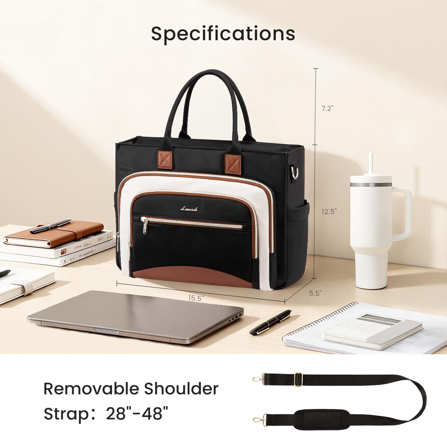 LOVEVOOK Teacher Tote Bag for Women,Laptop bag with Large Cup Holder,Work bag with Accordion File Organizer Pocket,Multi-Pockets Professional Diaper Bag Nurse Bag,Handbag Purse for Work,College,Daily