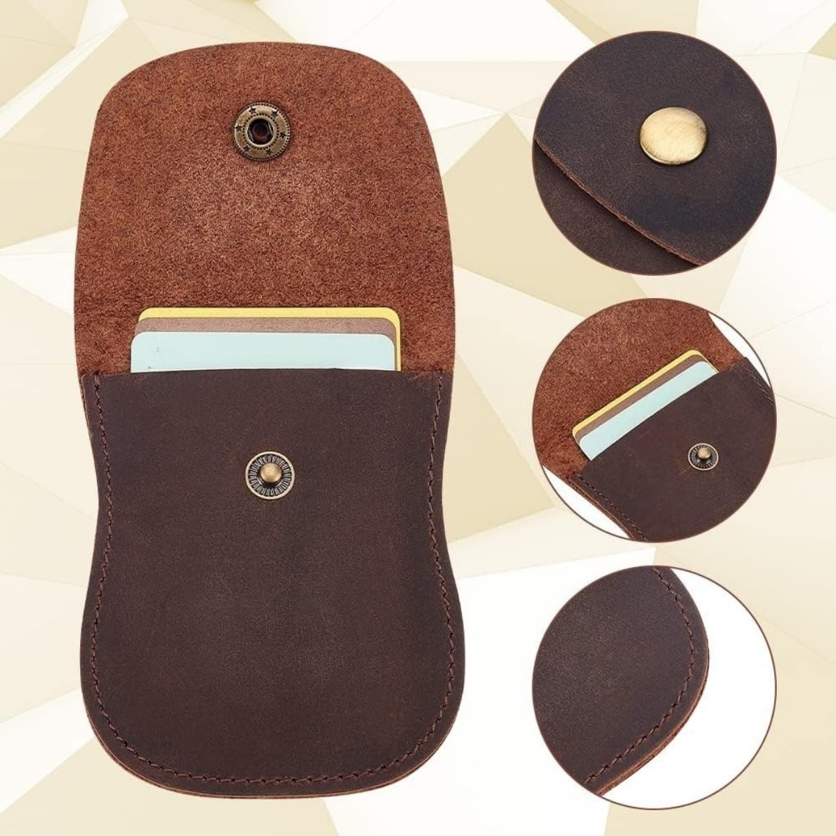 ZYLOXAR Premium Genuine Leather Men’s Wallet Snap Button Coin Purse Portable Change Holder (Brown)