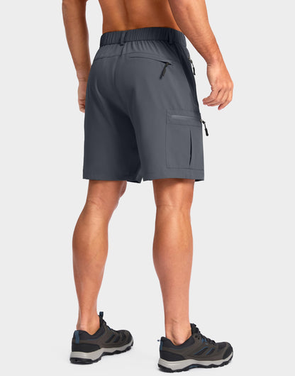 Pudolla Men's Hiking Cargo Shorts Lightweight 7" Travel Casual Shorts for Men Golf Work Outdoor with 5 Zipper Pockets(Deep Grey Large)
